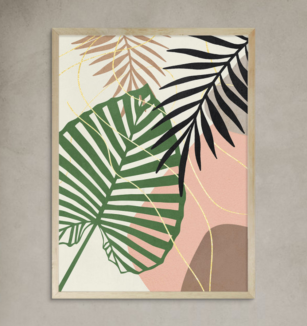 Cuadro Fresco Palma Verde 30 x 40 cm